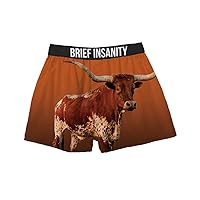 BRIEF INSANITY Longhorn Boxer Briefs (S-XXL) - Durable, Comfortable Underwear Shorts for Men & Women