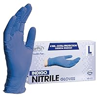 ForPro Professional Collection Disposable Nitrile Gloves, Chemical Resistant, Powder-Free, Latex-Free, Non-Sterile, Food Safe, 4 Mil, Indigo, Large, 100-Count