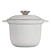 Enameled Cast Iron Rice Pot with Lid & Stoneware Insert, 2.25 qt., White