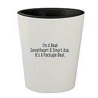 I'm A Real Sweetheart & Smart Ass. It's A Package Deal. - White Outer & Black Inner Ceramic 1.5oz Shot Glass