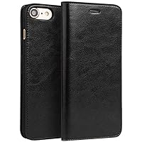 Leather Flip Phone Case, Wallet [Card Holder] Shockproof Bumper Folio Cover for Apple iPhone 7/8/ SE 2020 (4.7 Inch) (Color : Black)
