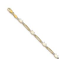 14k Gold Fancy Diamond Opal Bracelet Measures 4mm Wide Jewelry for Women