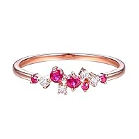 Fashion Certificate Natural Ruby Gemstone Diamond 14K Rose Gold Ring for Women with Certificate
