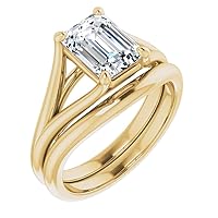JEWELERYN 3 CT Emerald Cut Colorless Moissanite Engagement Ring, Wedding/Bridal Ring Set, Halo Style, Solid Sterling Silver, Anniversary Bridal Jewelry, Fancy Ring for Women