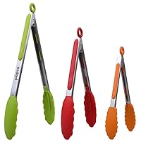 Popco Silicone Tongs for Cooking (3 food tongs x 7/9/12