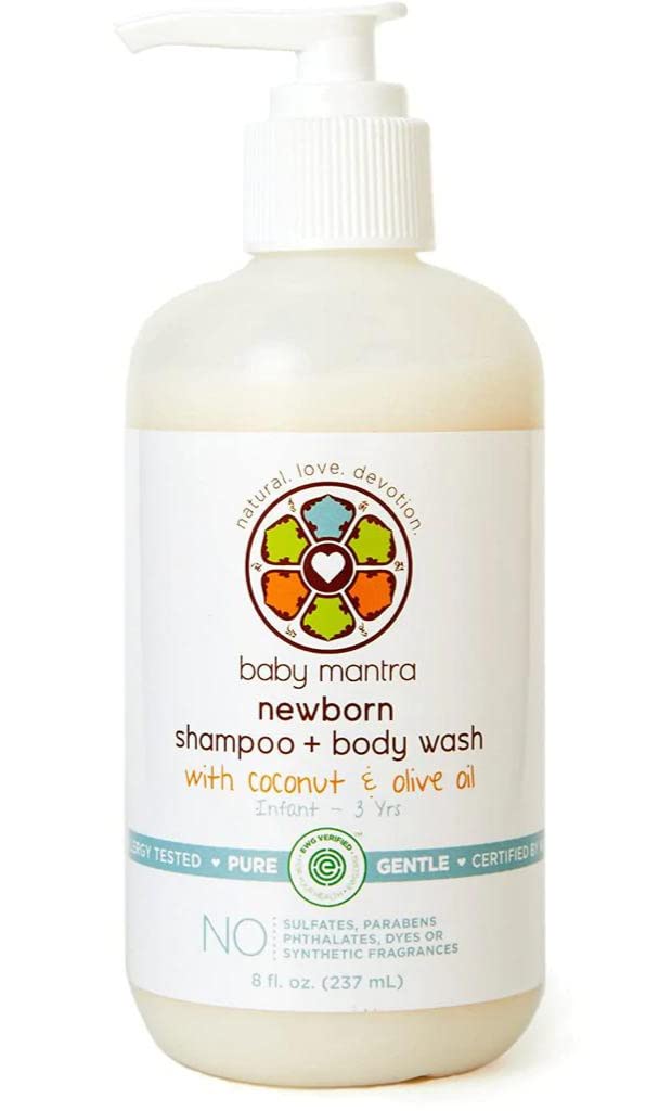 Baby Mantra 2-in-1 Shampoo and Body Wash - EWG Verified Bath Soap for Newborns, Infants, Toddlers, and Kids with Sensitive Skin, 8 Ounce Pump Bottle