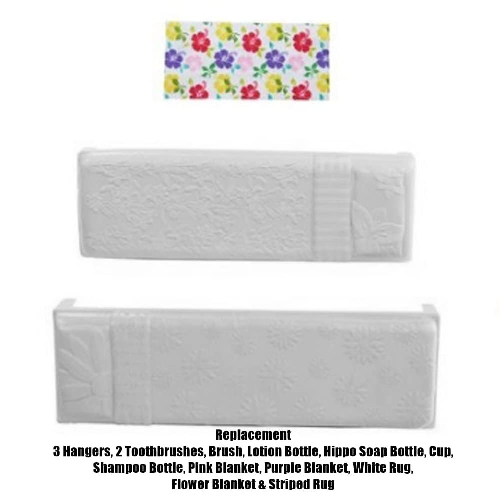 Replacement Parts for Barbie Dreamhouse Playset - GRG93 ~ Barbie Size Accessories ~ Bathroom Supplies, Blankets and Rugs