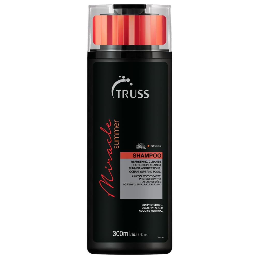 Truss Miracle Summer Shampoo - Protects Hair From Sun, Wind, Salt Damage, Chlorine Damage, Revitalizes, Repairs, Stops Color Fading, Adds Shine - Daily Use for All Hair Types