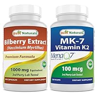 Best Naturals Bilberry Extract 1000mg & MK-7 Vitamin K2 100 mcg