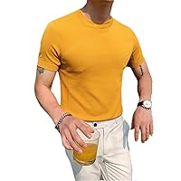 Summer Men's Short Sleeve Knitted Shirt Round Neck T-Shirt Youth Pullover Couple Casual Urban Outdoor Sweater