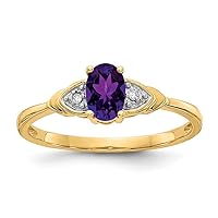 14k Yellow Gold Polished Diamond and Amethyst Ring Size 7.00 Jewelry Gifts for Women