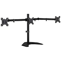 Mount-It! Triple Monitor Stand | 3 Monitor Stand Fits 19 20 21 22 23 24 Inch Computer Screens | Free Standing Base | Three Heavy Duty Full Motion Adjustable Arms | VESA Compatible