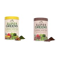 COUNTRY FARMS Super Greens Apple Banana and Chocolate Flavors, 50 Organic Superfoods, 20 Servings, 10.6 Oz Each