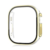 Screen Protector PC Glass+Case，For Apple Watch Ultra 49mm Drop Resistant Tempered Accessories iwatch series Ultra 49mm Case (Color : Platinum, Size : Ultra 49mm)