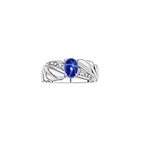 Rylos Angel Wing Birthstone Ring 7X5MM Gemstone & Diamonds - Elegant Stone Jewelry for Women in Sterling Silver, Available in Sizes 5-10