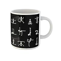 Coffee Mug Halloween Funny Skeletons Gymnastics and Yoga Skull Cute Bones 11 Oz Ceramic Tea Cup Mugs Best Gift Or Souvenir For Family Friends Coworkers