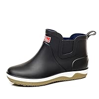 Rain Boots for Mens Thickened Slip On Waterproof Non-Slip Rubber Ankle Boots Rain Chelsea Booties