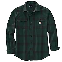 Carhartt Men's 105439 Loose Fit Heavyweight Flannel Long-Sleeve Plaid Shirt - Large Tall - North Woods