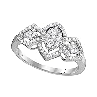 The Diamond Deal 10kt White Gold Womens Round Diamond Oval Cluster Ring 1/3 Cttw
