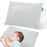 Small Toddler Pillow with Pillowcase (13 x 18), Toddler Pillows for Sleeping, Machine Washable Soft Travel Pillow, Gray