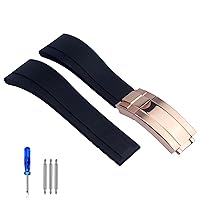 Rubber Watch Strap for Rolex Tudor Wristband Black Blue Green Waterproof Silicon Watches Band Bracelet 20mm 21mm (Color : Brown, Size : 21mm)