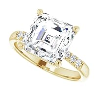 Moissanite Solitaire Engagement Ring, 4ct Colorless Stone, Sterling Silver Setting