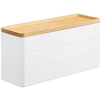 Yamazaki Home Rin Stacking Watch And Accessory Case, Jewelry Box Organizer For Glasses, 3-Tier - Accessories - Plastic + Wood,White