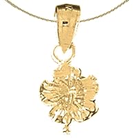 Jewels Obsession Silver Flower Necklace | 14K Yellow Gold-plated 925 Silver Hibiscus Flower Pendant with 18