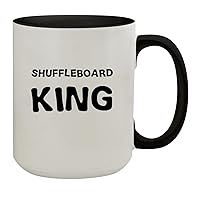 Shuffleboard King - 15oz Ceramic Colored Inside & Handle Coffee Mug, Black