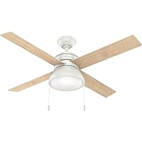 Hunter Fan Company, 54151, 52 inch Loki Fresh White Ceiling Fan with LED Light Kit and Pull Chain