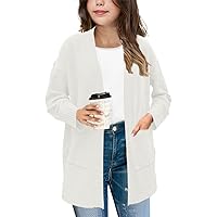 Girls' Long Sleeve Open Front Cardigans Casual Knit Basic Sweater Outwears with Pockets Size 5-14