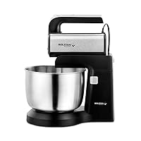 Holstein Housewares - 250W 5-Speed Hand and Stand Mixer with LED Light, Black/Stainless Steel