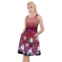 CowCow Womens Constellation Dress Starry Night Moon Stars Space Planets Mrs Frizzle Knee Length Pocket Skater Dress