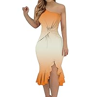 Womens Spring Dresses Womens Boho Flowy Vestido para Mujer Dresses One-Shoulder Cocktail Dresses 2024…