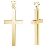 Large 18K Fully Solid Gold Men's Calvary Cross Pendant Necklace