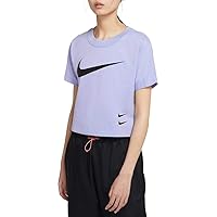 Nike Women's Crop Swoosh Short Sleeve Tee Shirt (Large) Purple