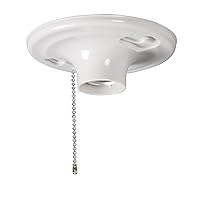 1 Ceiling Mount Light Bulb Socket Lamp Holder Pull Chain Fixture Fit Medium Base 125v 15A 1875W Screw Base Receptacle On/Off Switch Cord Utility Closet Basement Lighting Easy Install Incandescent