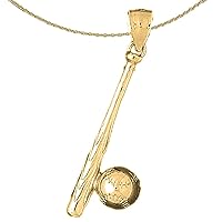 Jewels Obsession Silver Baseball Bat And Ball Necklace | 14K Yellow Gold-plated 925 Silver Baseball Bat & Ball Pendant with 18