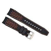 Ewatchparts 22MM CURVED RUBBER STRAP PERFORATED COMPATIBLE WITH CITIZEN ECO DRIVE WATCH BLACK ORANGE STI