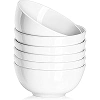 DELLING Ultra-Strong 22 Ounce Soup Bowls, Cereal Bowl, 6 inch Bowls Set, White Ceramic Bowls, White Bowls for Kitchen, Snack Rice Pasta Salad Oatmeal, Set of 6, Dishwasher & Microwave Safe