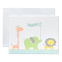 American Greetings Baby Shower Thank You Cards with Envelopes, Giraffe, Elephant and Lion (50-Count)