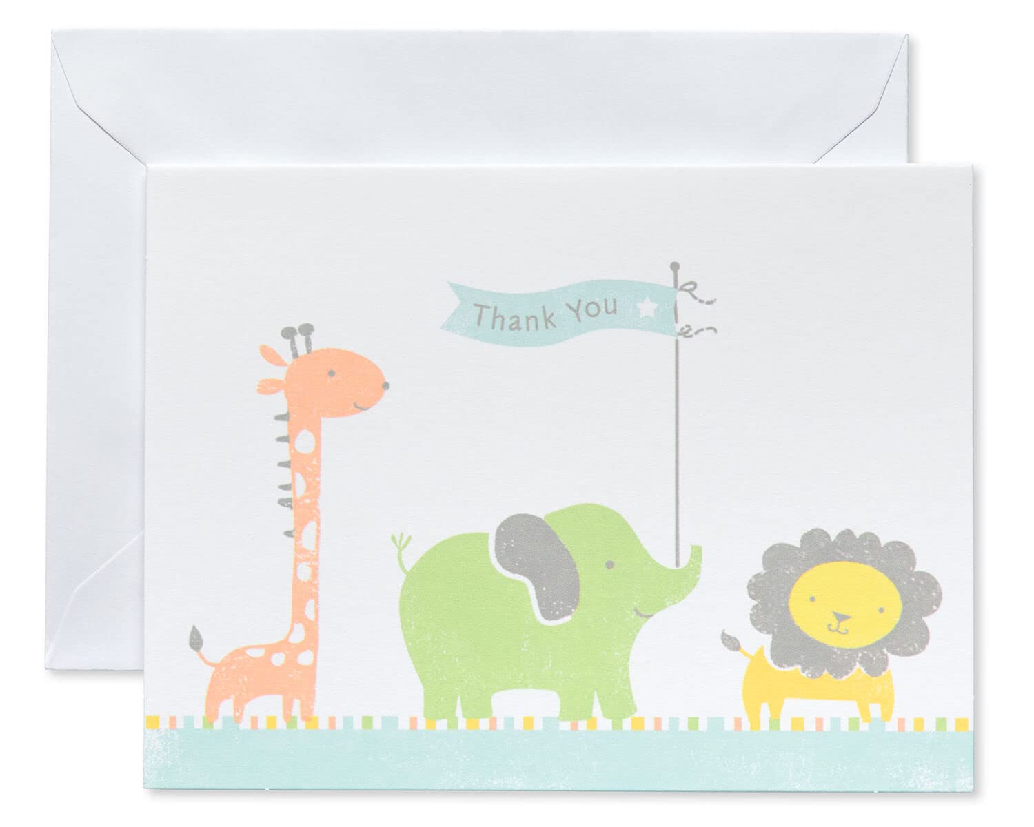 American Greetings Baby Shower Thank You Cards with Envelopes, Giraffe, Elephant and Lion (50-Count)