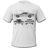 Men's 1970 Challenger Sketch American Muscle Car T-Shirt, 4XL, White