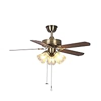 42 Inch Indoor Ceiling Fan with Pull-chain and Three LED Light Bulbs Base, Traditional 3-Speeds Reversible Blades Ceiling Fan (Antique)