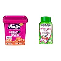 Calcium +Vitamin D3 Supplement Soft Chews, Caramel & Vitafusion Womens Multivitamin Gummies