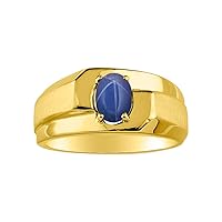Rylos Mens Rings 14K Yellow Gold Ring Classic Solitaire 7X5MM Oval Shape Gemstone Designer Band Color Stone Birthstone Rings For Men, Men's Rings, Gold Rings Sizes 8,9,10,11,12,13