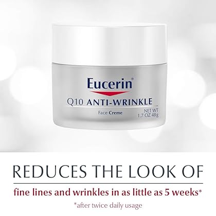 Eucerin Q10 Anti-Wrinkle Face Cream, Unscented Face Cream for Sensitive Skin, 1.7 Oz Jar