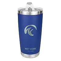 Double Wall Tumbler 20 oz Made from Durable Stainless Steel for Hot and Cold Drinks - Insulated Travel Mug for Coffee Tea Wine with Leak Proof Lid for Travel Hiking Camping Gifts - Blue