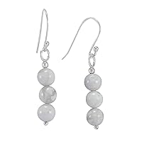 Silvesto India Handmade Jewelry Manufacturer 925 Sterling Silver, Fashion Beaded Howlite, Tiny Dangle Earring Jaipur Rajasthan India