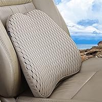 Memory Foam car Lumbar Support Pillow - Memory Foam Back Cushion - Used for car Seats, Office Chairs, recliners, Sofas, etc. (Beige)